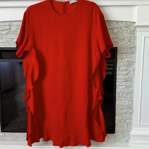 red valentino t shirt dress RED Valentino Red Satin Ruffle T-Shirt Dress RED Valentino